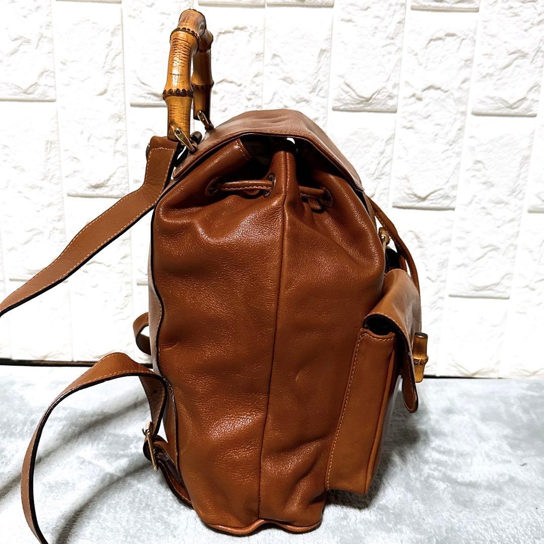 GUCCI バンブー リュック オールレザー ターンロック バックパック 巾着 GUCCI バンブー リュック オールレザー ターンロック バックパック 巾着