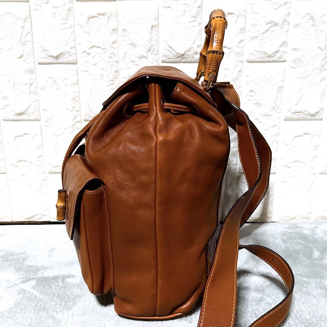 GUCCI バンブー リュック オールレザー ターンロック バックパック 巾着 GUCCI バンブー リュック オールレザー ターンロック バックパック 巾着