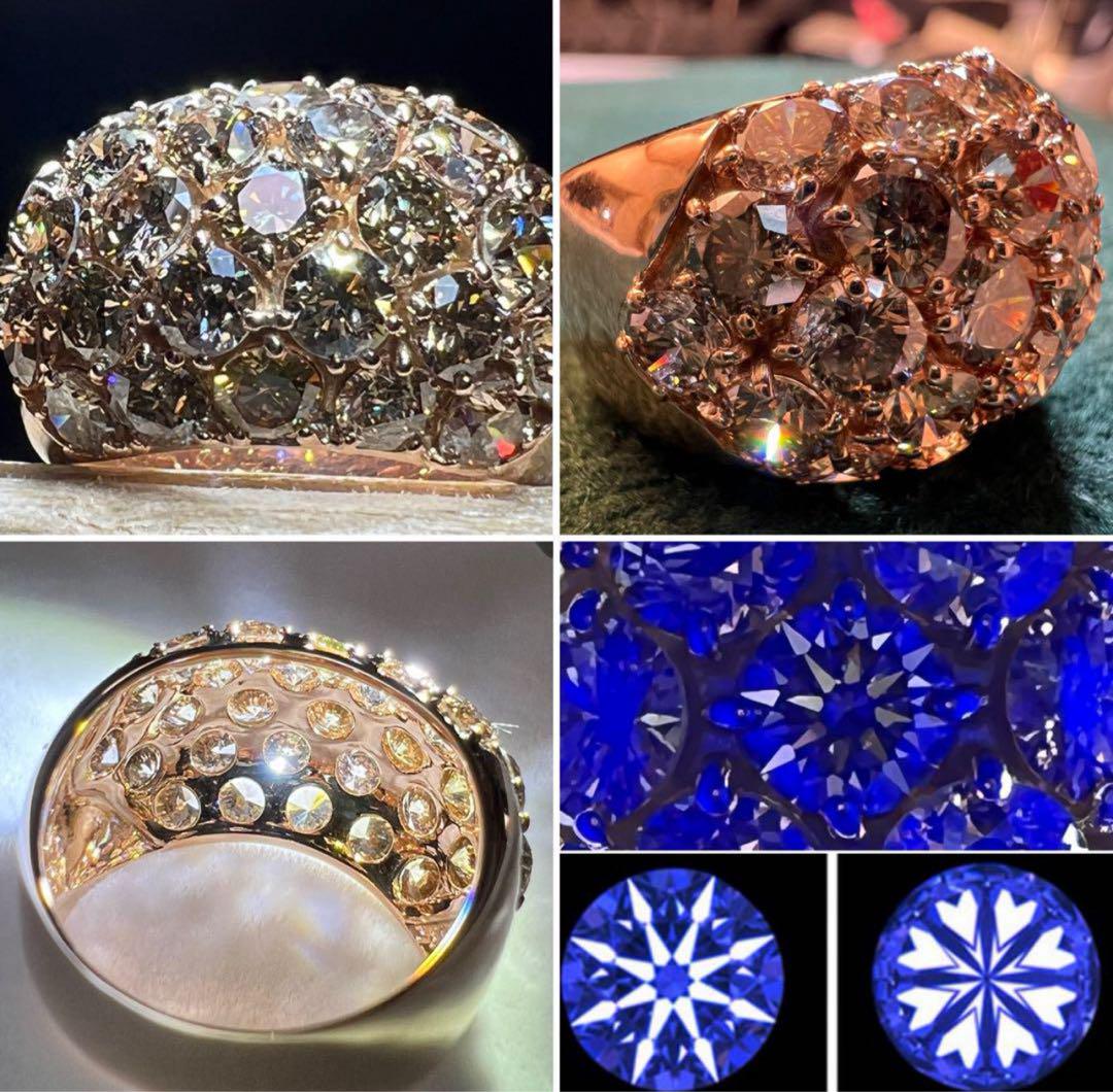 【至高のボリューム☆】ダイヤモンド 5.00ct　k18PG 大粒パヴェ　リング