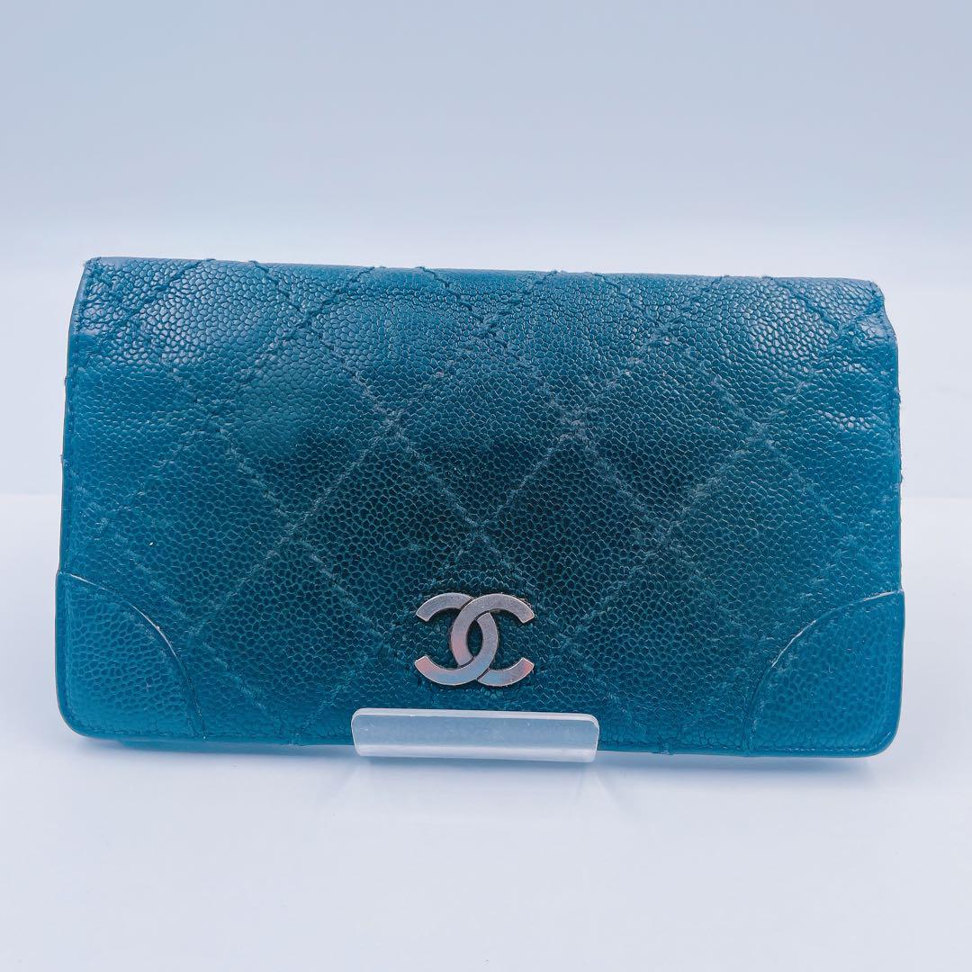5HM17 CHANEL シャネル 長財布 キャビアスキン キルティング