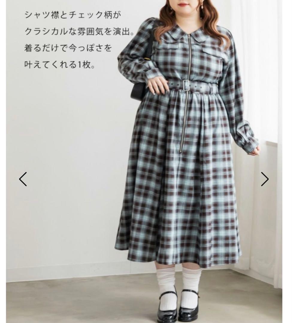 CLETTE オリジナルチェック柄 ジップワンピースXL LL