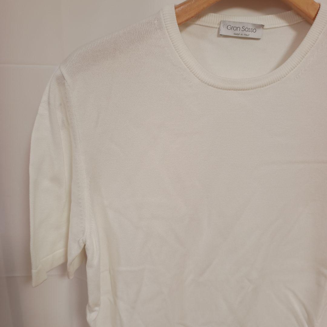 GRAN SASSO 半袖コットンニット 白