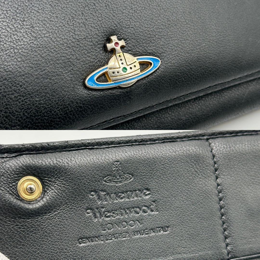 【美品】ヴィヴィアンウエストウッド レザー 長財布 オーブ フラップ ブラック