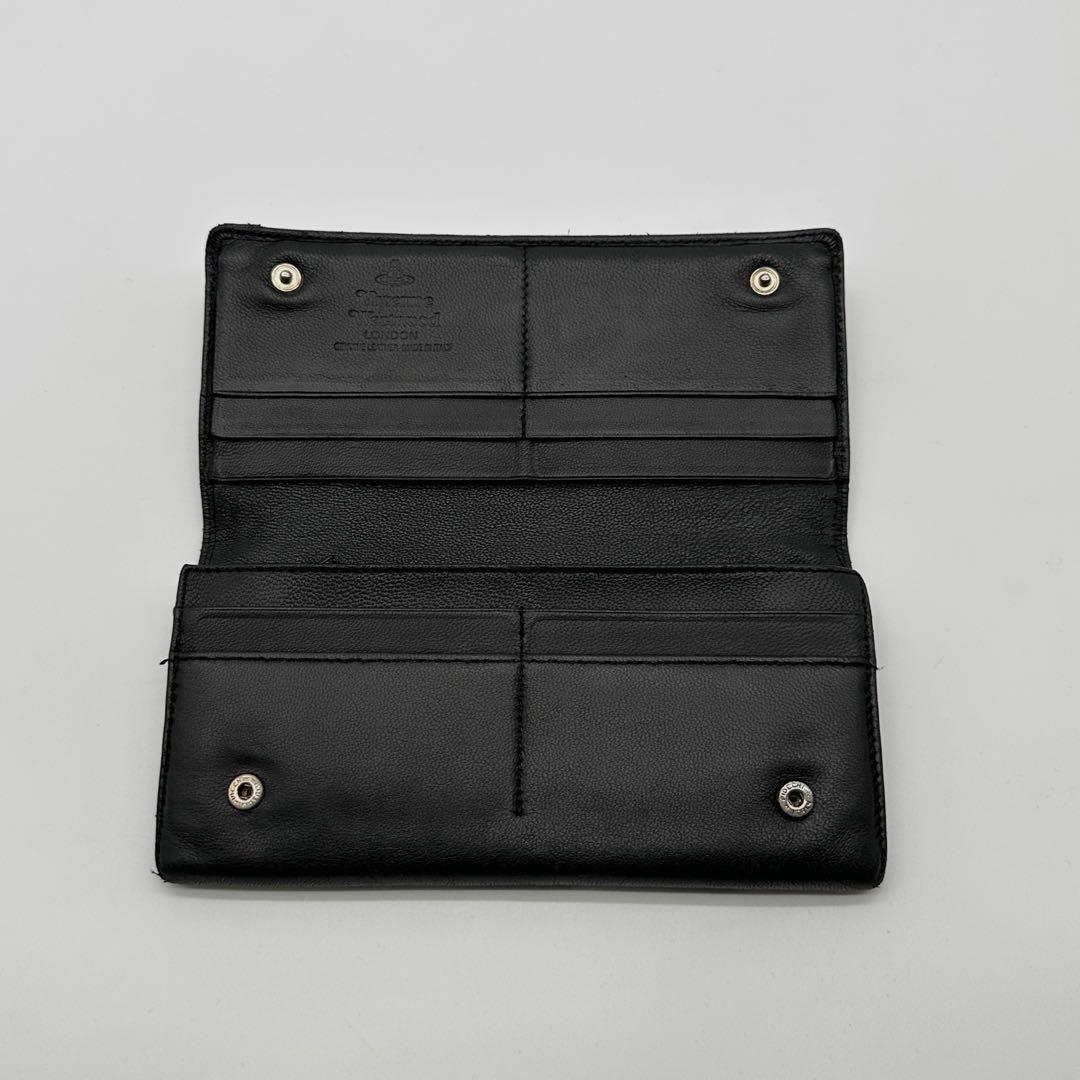 【美品】ヴィヴィアンウエストウッド レザー 長財布 オーブ フラップ ブラック