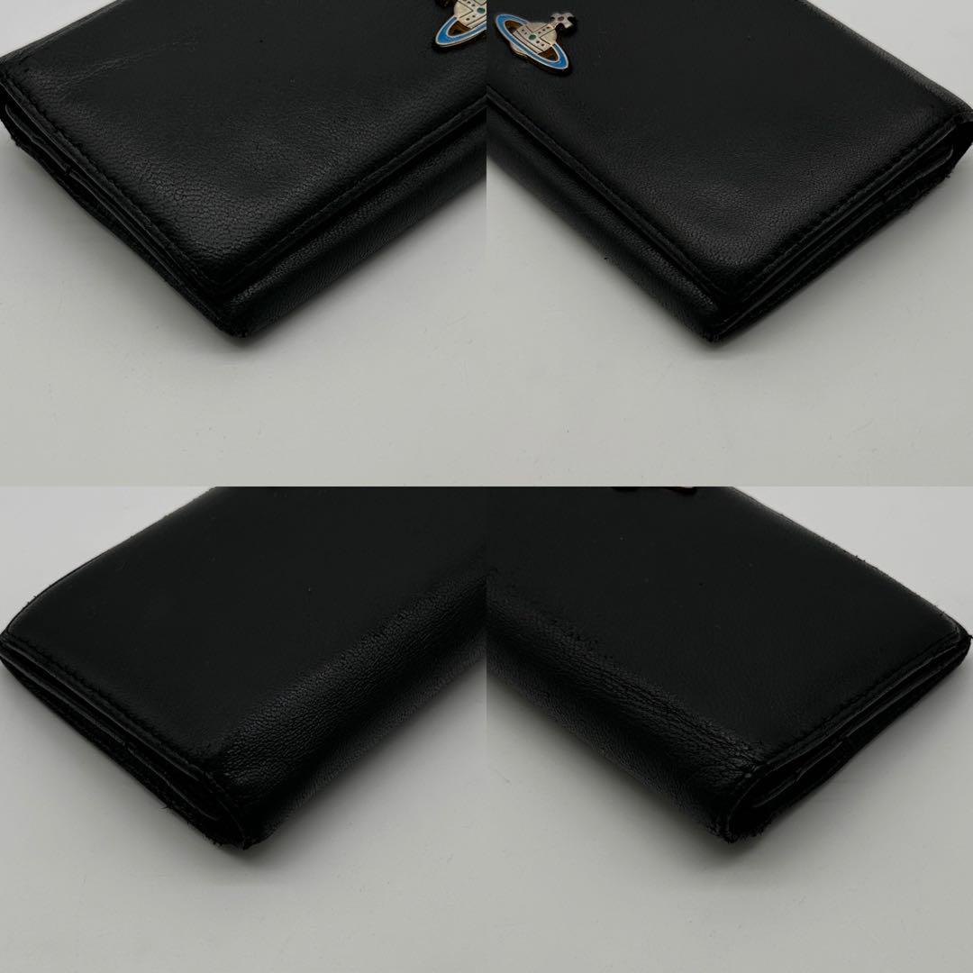 【美品】ヴィヴィアンウエストウッド レザー 長財布 オーブ フラップ ブラック