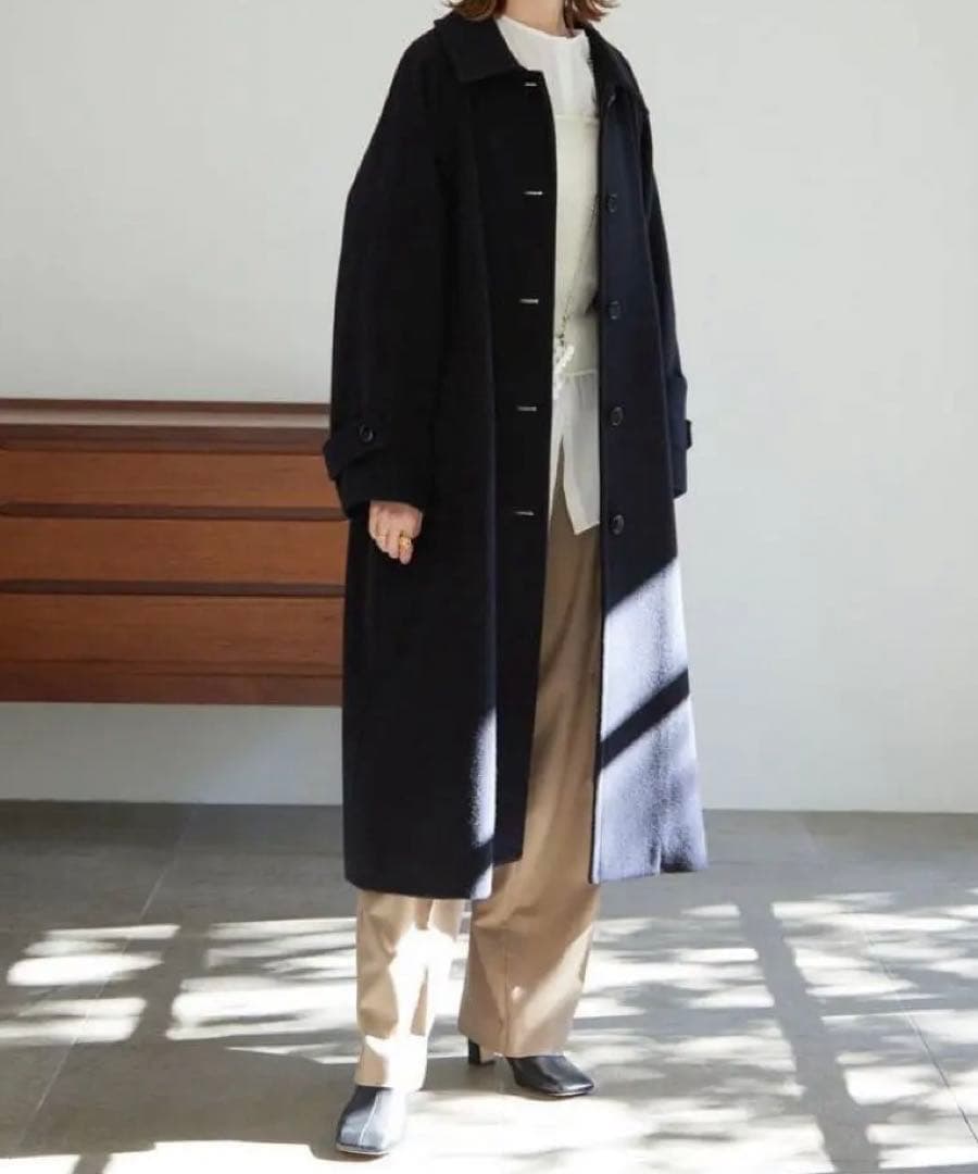 SLOBE IENA ウールモッサステン コート ネイビー サイズ36M SLOBE IENA