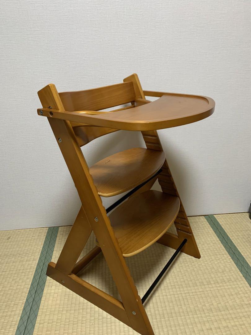 ベビーチェア 日本育児 たためる木製 スマート ハイチェア 食事用 テーブル付