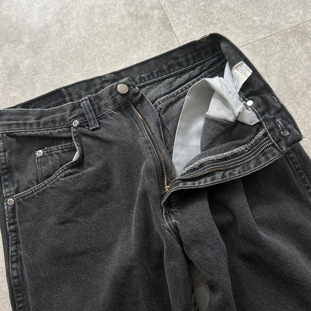 希少 USA製 ラングラー ブラックデニム W32L34 フェード テーパード