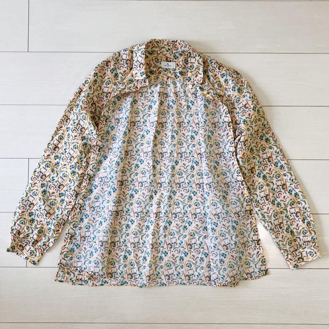 驚きの価格 長袖ブラウス ETRO 未使用 ラミー オレンジ系 花柄 ボタニカル柄 トップス