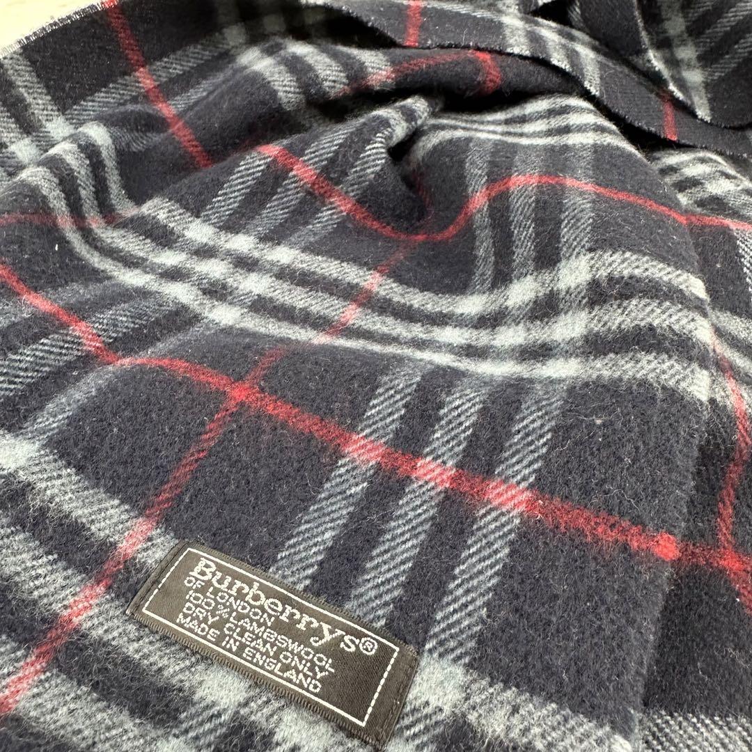 美品 Burberrys チェック柄 マフラー 100%ラムウール