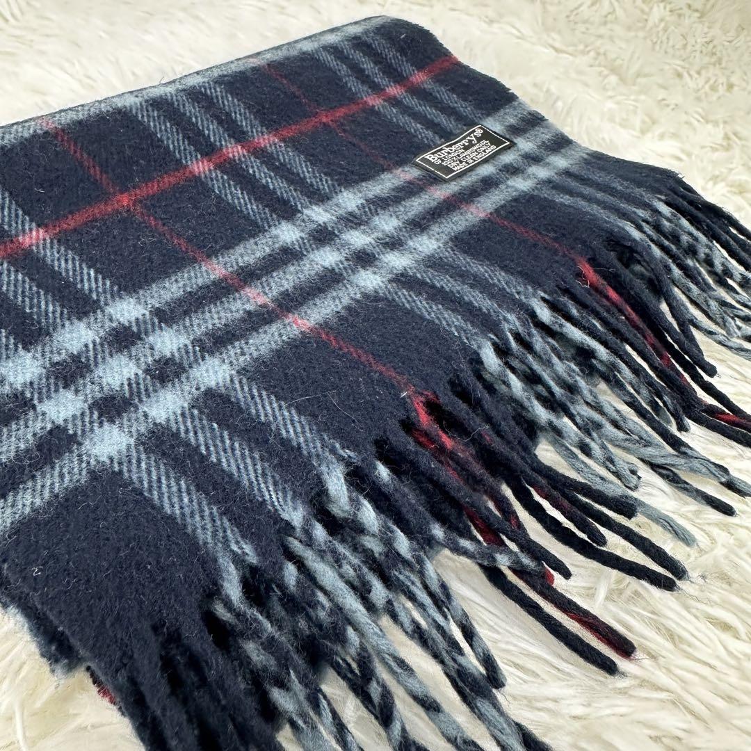 美品 Burberrys チェック柄 マフラー 100%ラムウール
