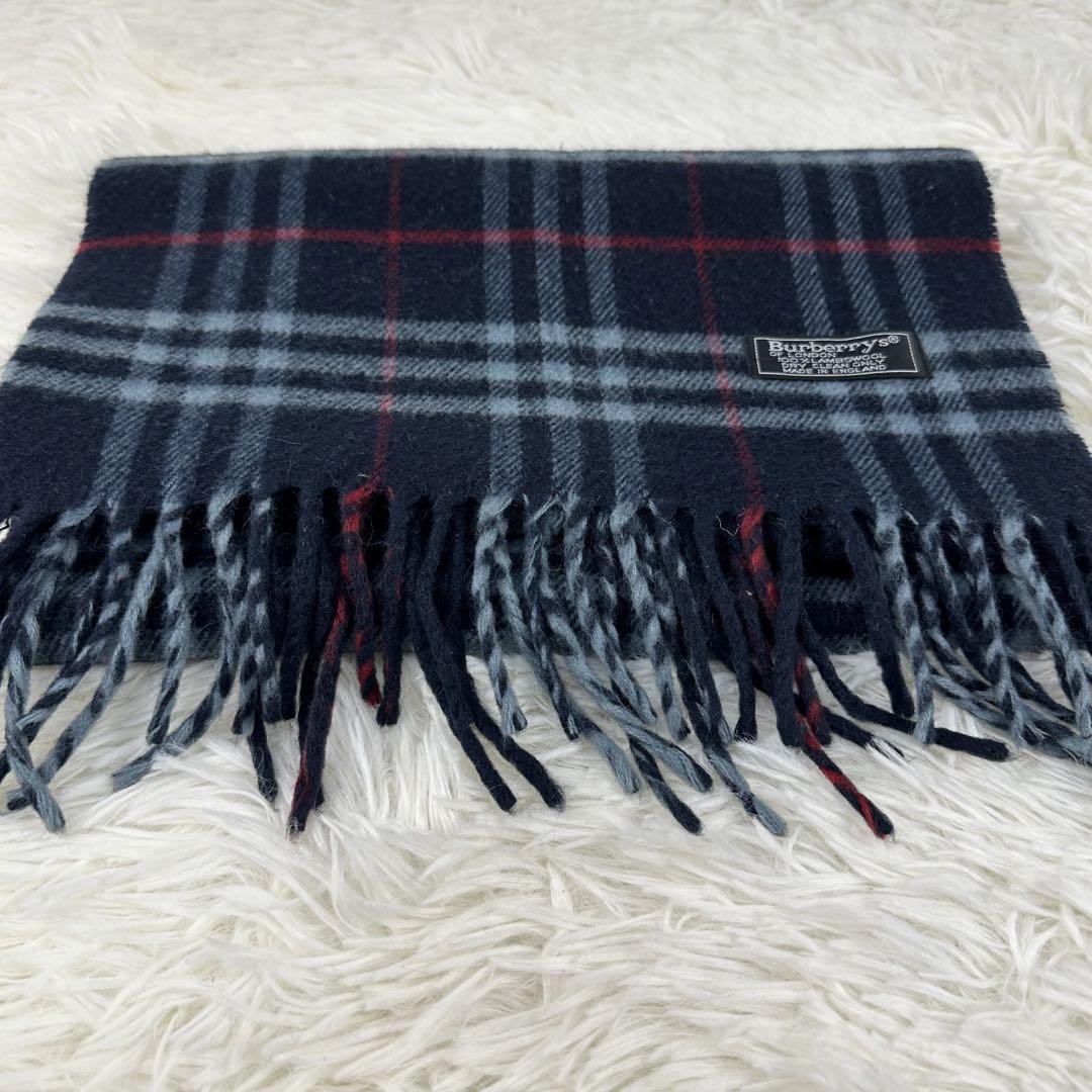 美品 Burberrys チェック柄 マフラー 100%ラムウール