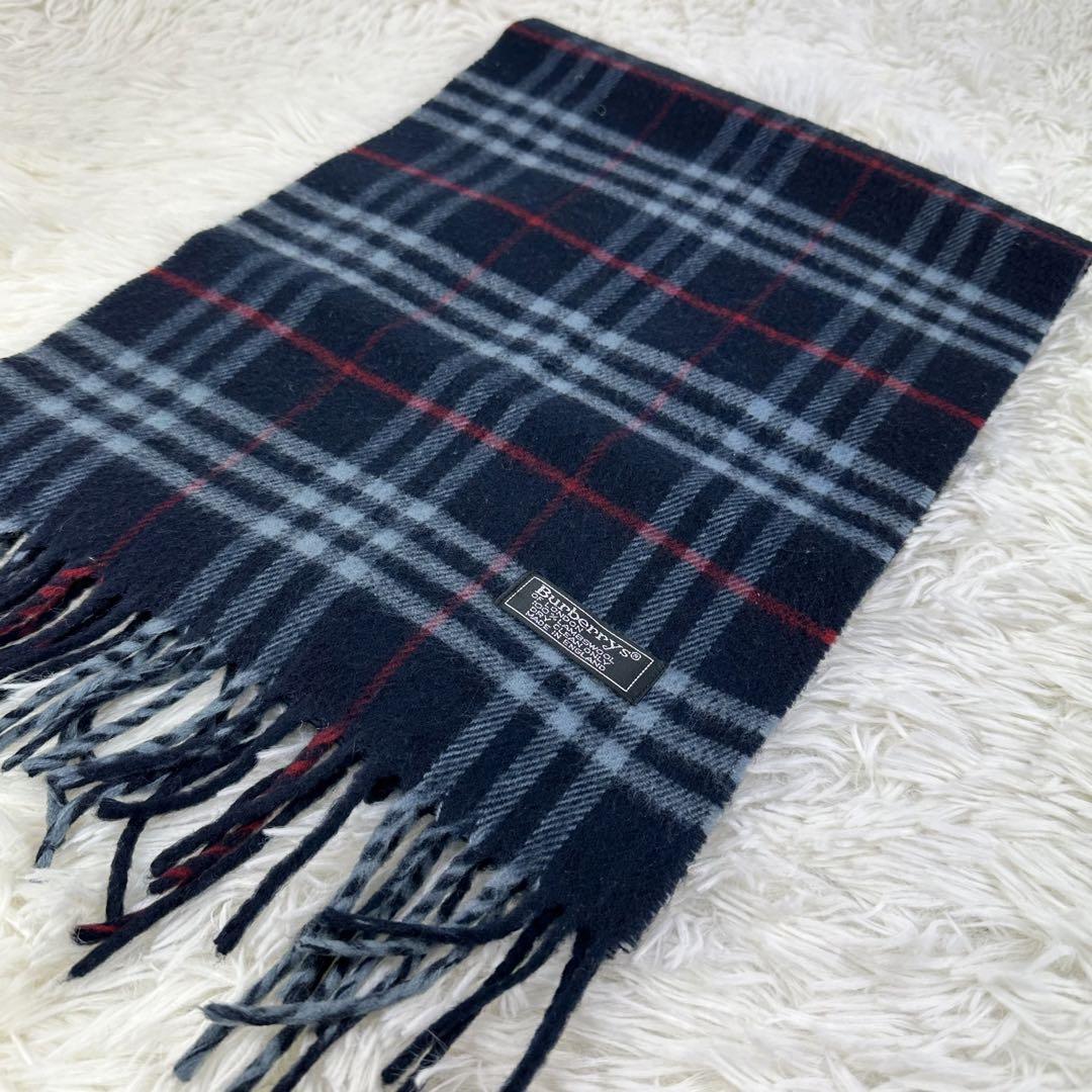 美品 Burberrys チェック柄 マフラー 100%ラムウール