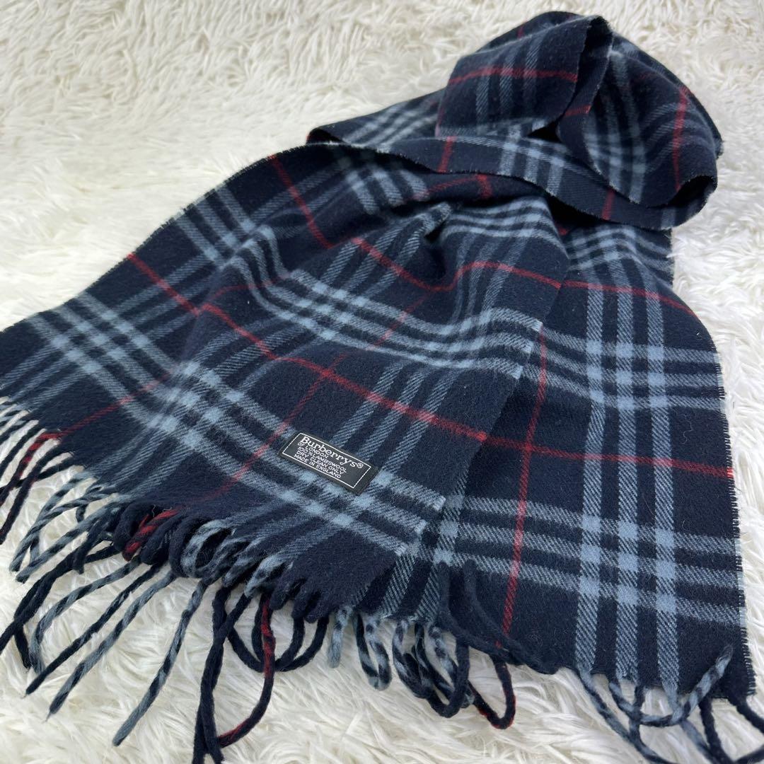 美品 Burberrys チェック柄 マフラー 100%ラムウール