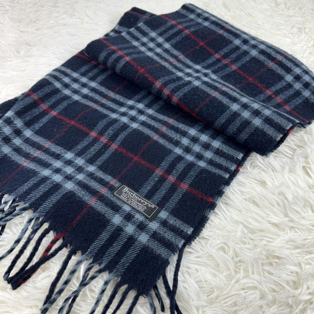 美品 Burberrys チェック柄 マフラー 100%ラムウール