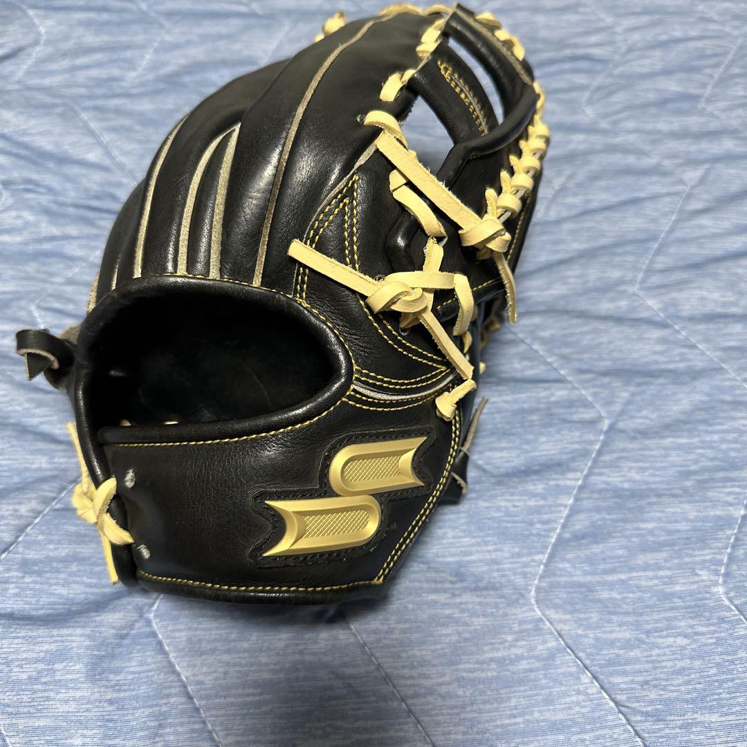 S 黒金 レザー 硬式野球グローブ 右投げ用