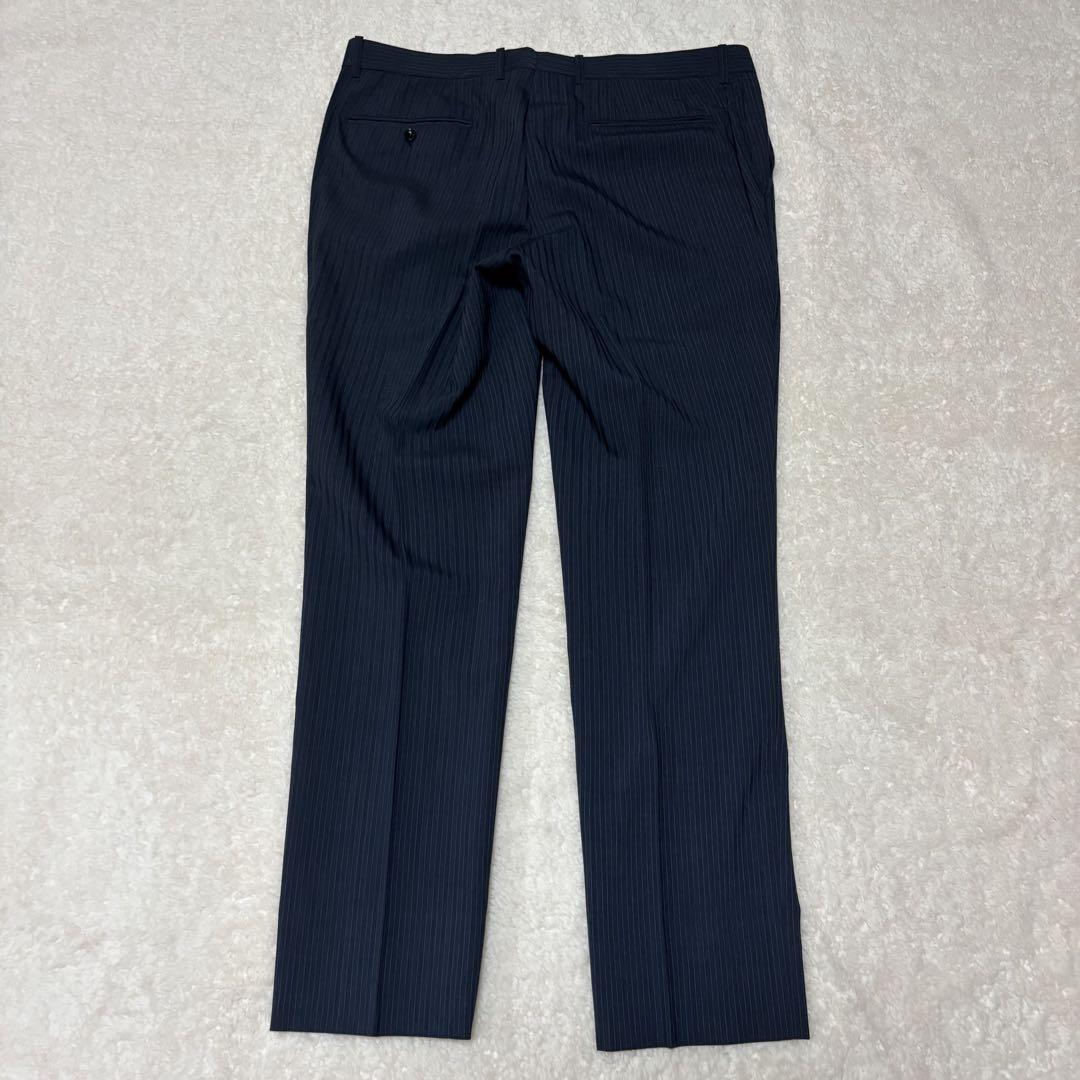 【極美品】スーツセレクト セットアップ ネイビー ストライプ XL 背抜き