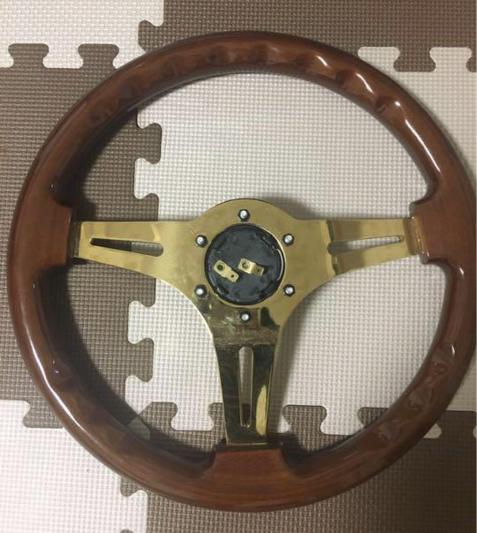 USDM/JDM ステアリング ウッド×ゴールド　350㎜
