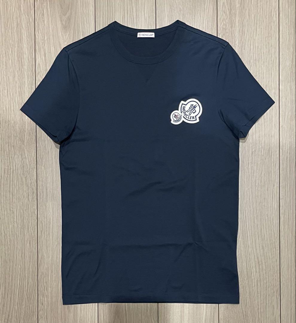 ［新品同様］モンクレール　Tシャツ　ダブルワッペン　ダークネイビー