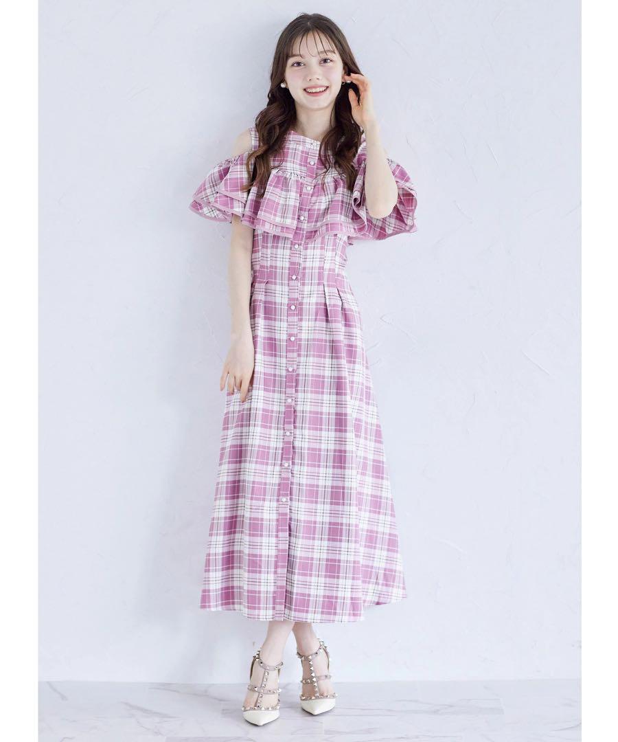 トッコクローゼット バックレースアップチェック柄ワンピース 完売 tocco