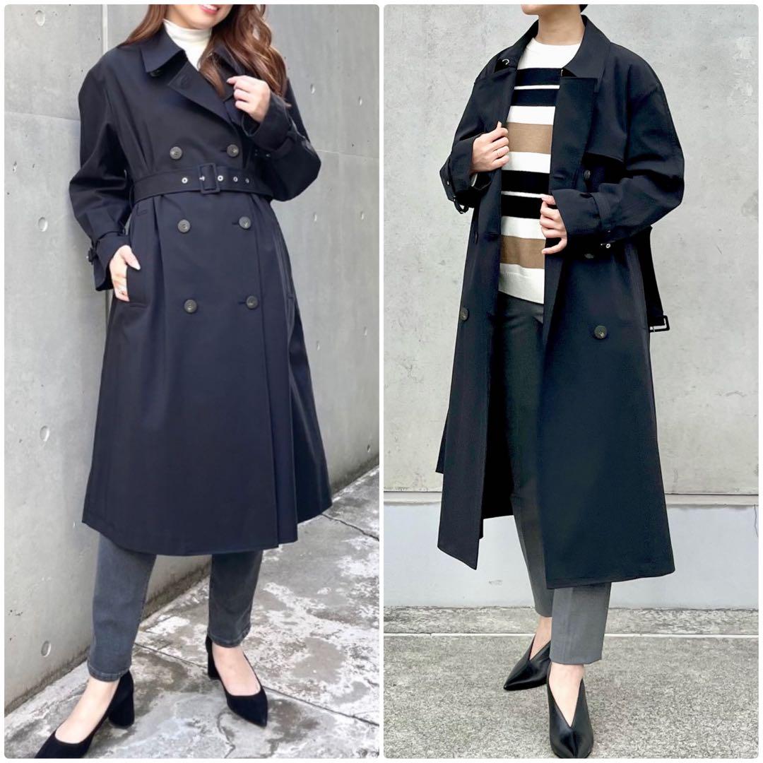theory 23SS コットンナイロン美形トレンチコート　黒