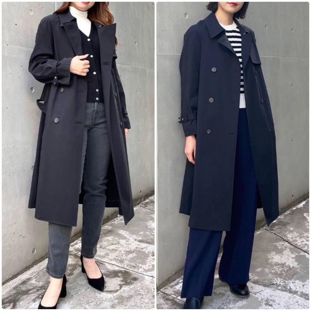 公式通販サイトセール theory 23SS 黒 コットンナイロン美形トレンチコート ジャケット・アウター
