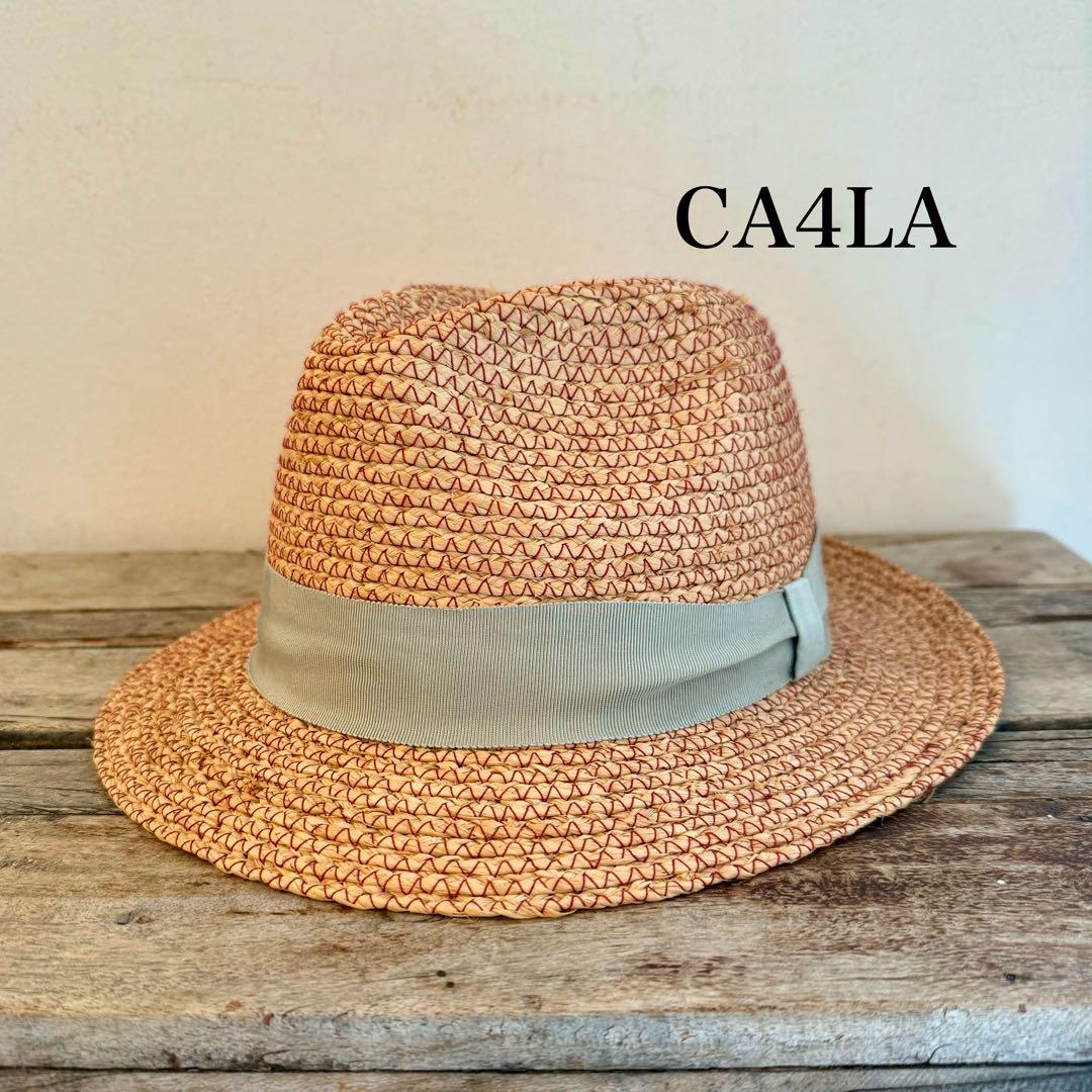 CA4LA ベージュ ストローハット