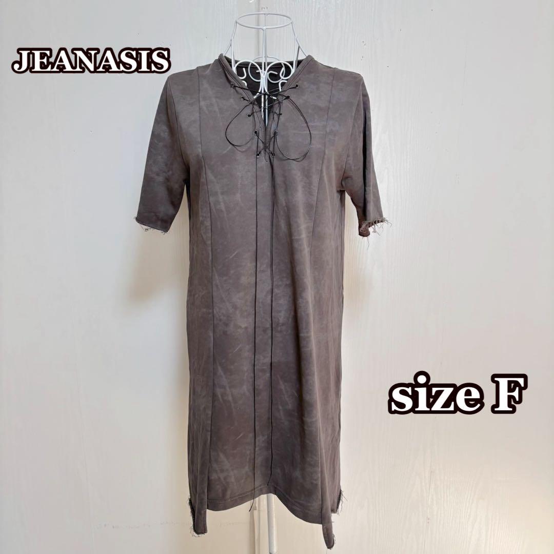 美品JEANASISフロントコードダメージミニワンピースFフェアリーグランジ