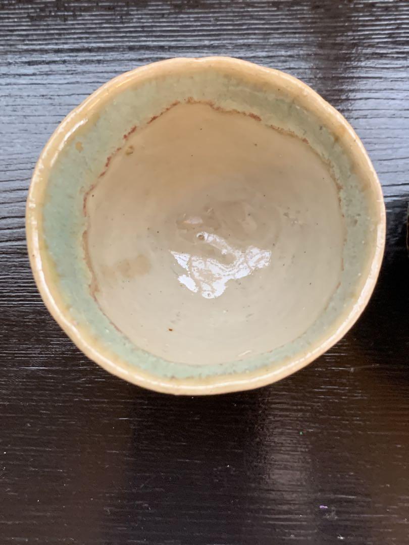 骨董/民藝風茶器と木製茶托をセットで♪