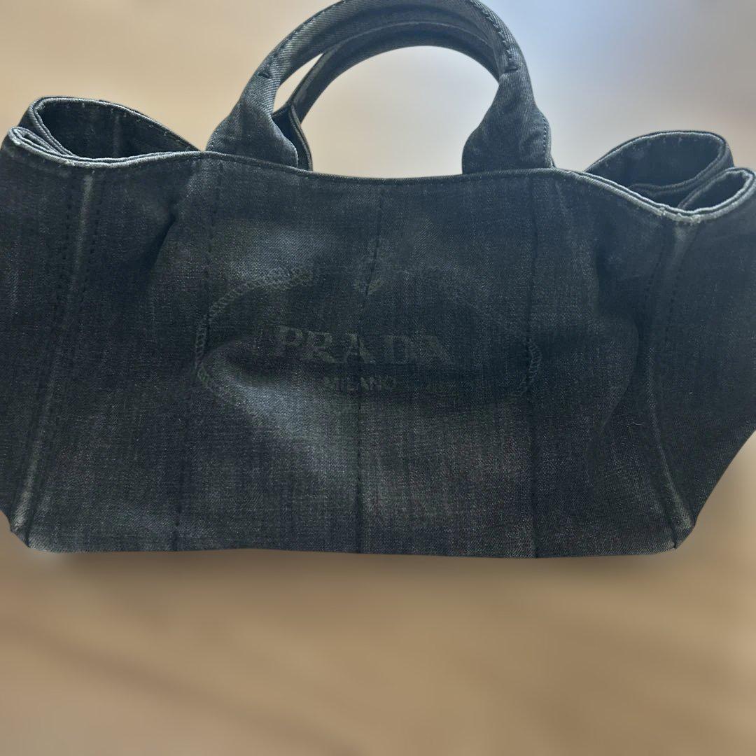 PRADA デニムハンドバッグ ブラック