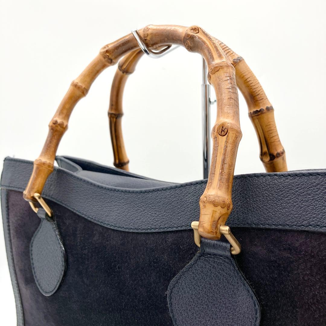 【GUCCI】トートバッグ バンブー ダイアナ スエード レザー ネイビー 【GUCCI】トートバッグ バンブー ダイアナ スエード レザー ネイビー