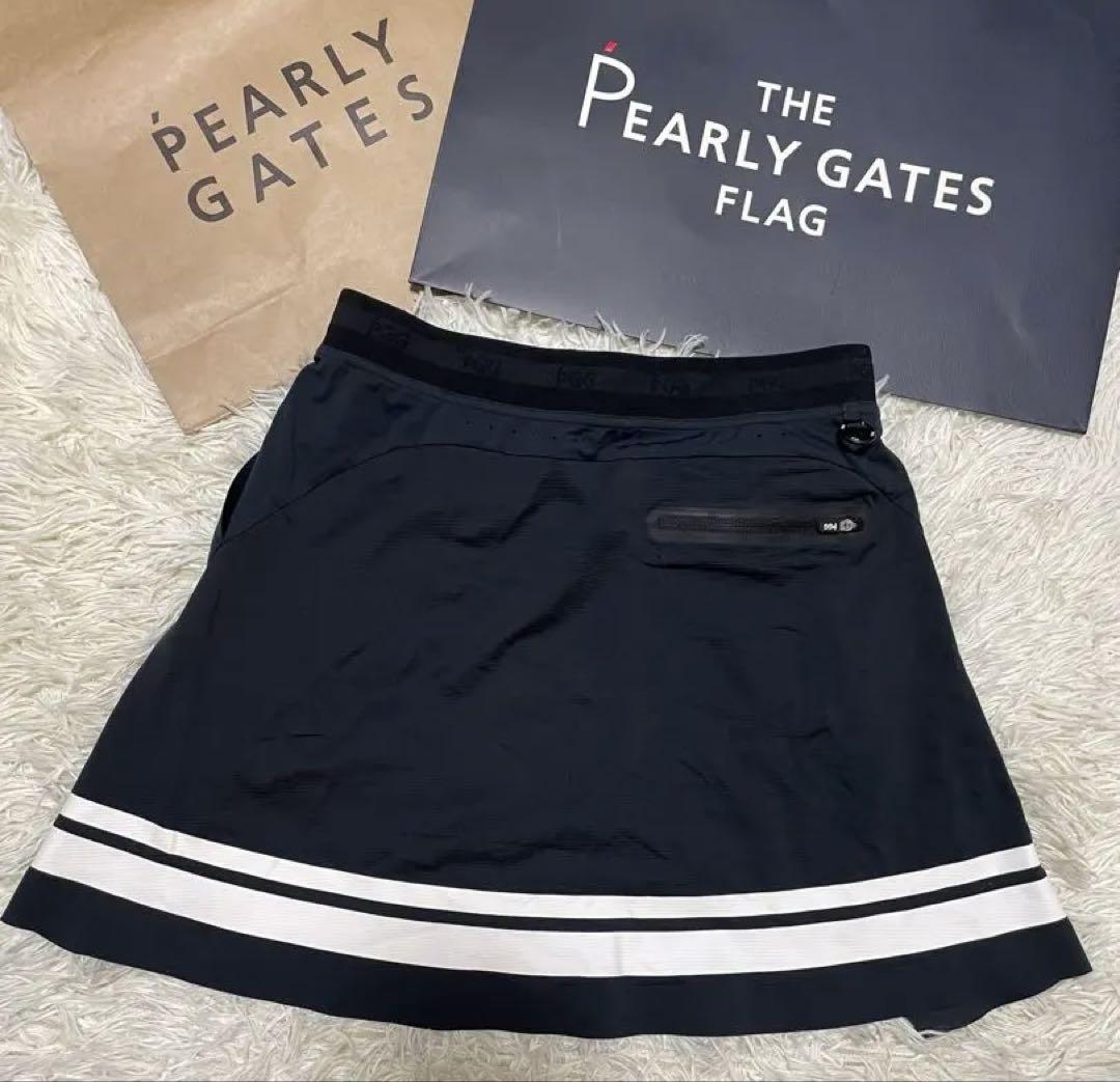 PEARLY GATES ネイビー スカート ストライプ付きサイズ2