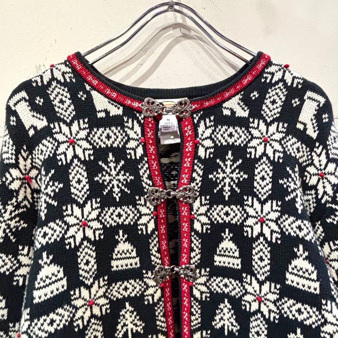 【先行販売☆数量限定】 古着 レディース クリスマス柄 カーディガン コットンニット MサイズM・TALBOTS
