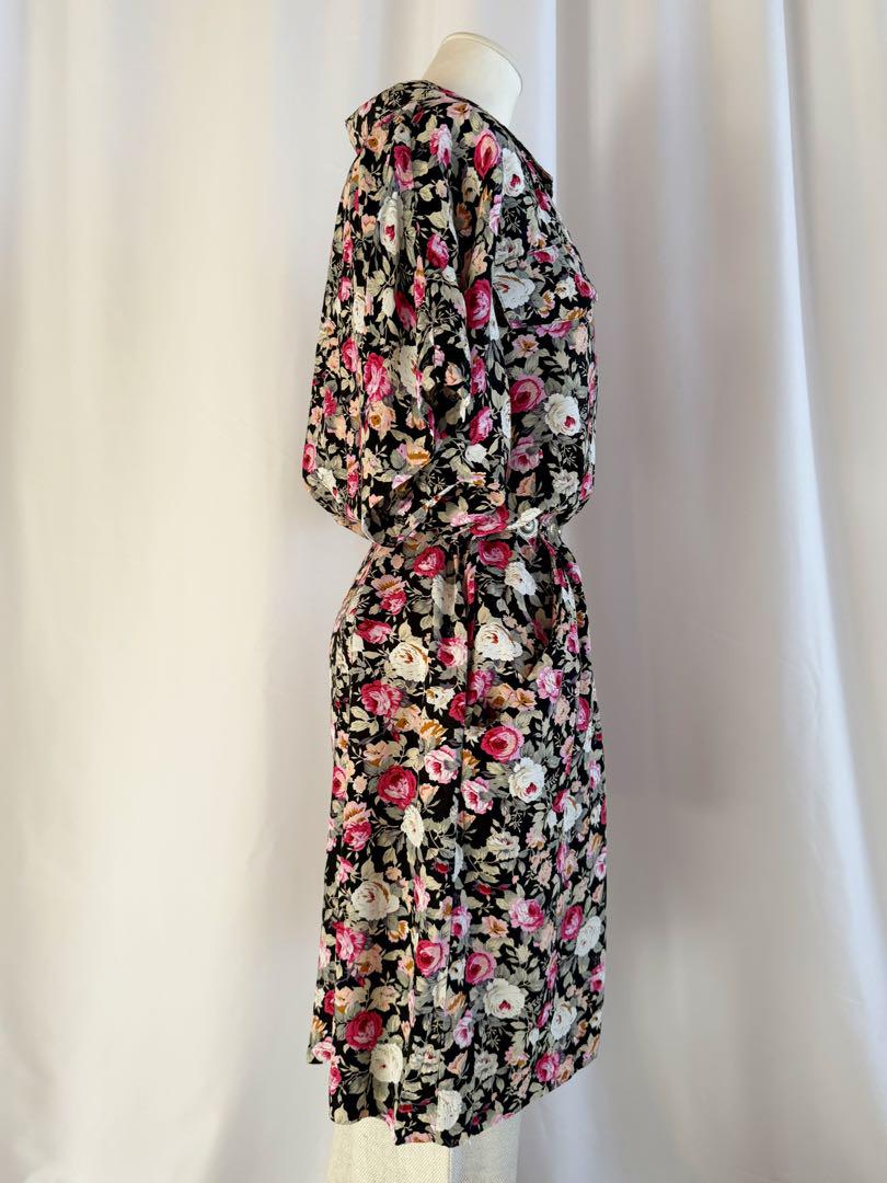 ビンテージ 70s USA パンツ 花柄 さ総柄 ワンピース レーヨン 美