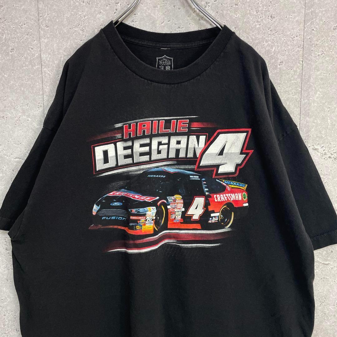 レーシングプリント　スポーツカー企業ロゴ　ビックサイズ　ブラックTシャツ 2XL