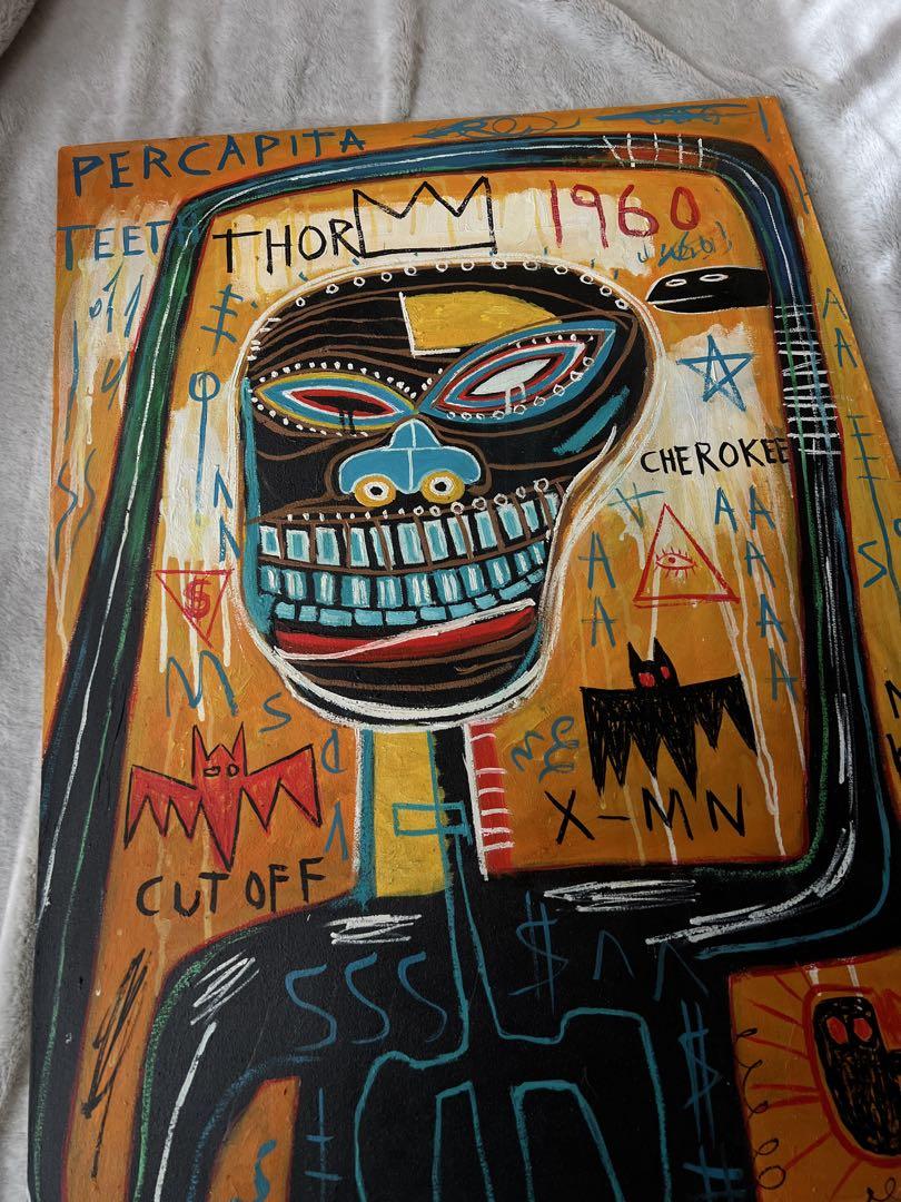 ジャン ミシェルバスキア 油絵油彩画 裏面サインあり 絵画5 ジャン ミシェルバスキア 油絵油彩画 裏面サインあり 絵画5