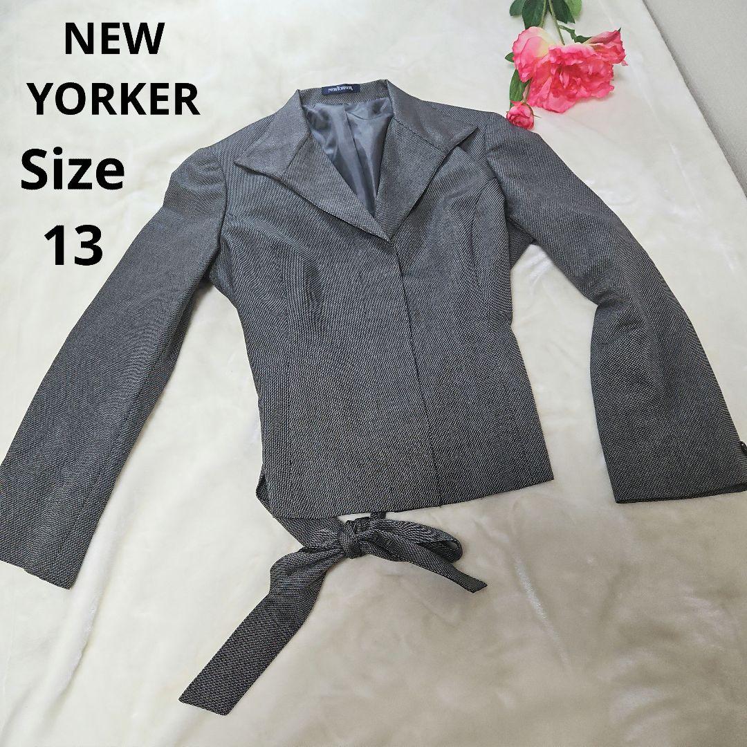【オシャレ⭐NEW YORKER】黒　白　細かい柄ジャケット　シルク　サイズ13
