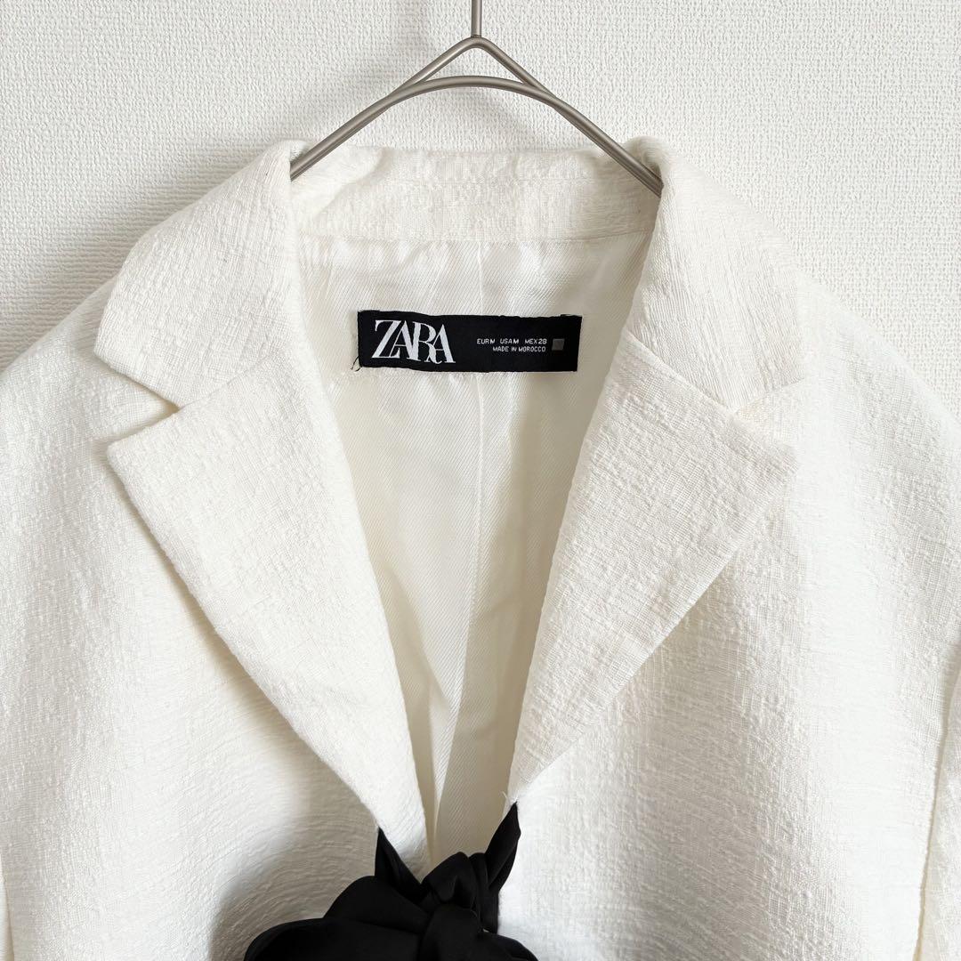 ZARA コントラストリボン付きブレザー 3266/778 ザラ ZARA ジャケット 長袖 コントラストリボン付きブレザー 白