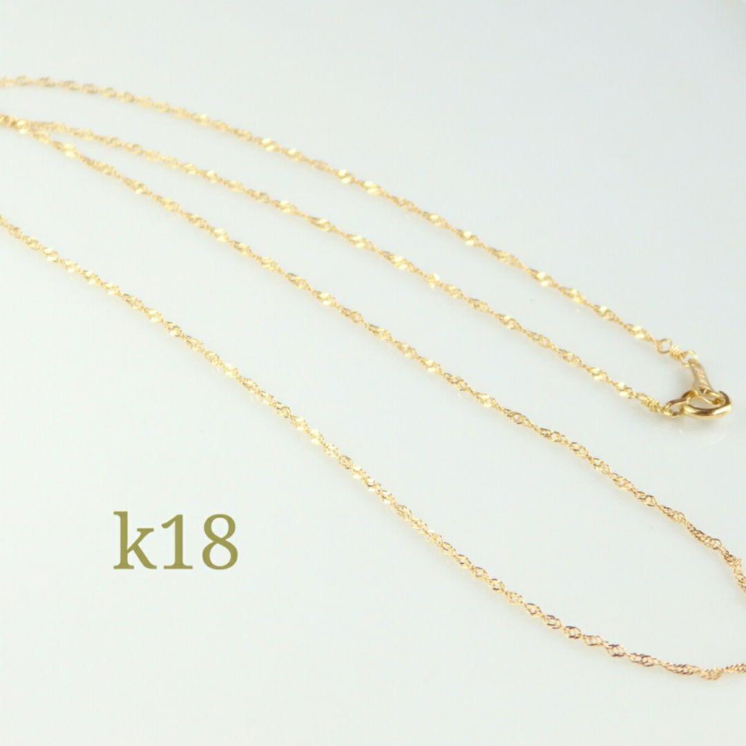 ター　k18ネックレス　スクリューチェーン　1.1㎜幅　つけっぱなし k18ネックレス スクリューチェーン 1.1㎜幅 つけっぱなし 18金 18k