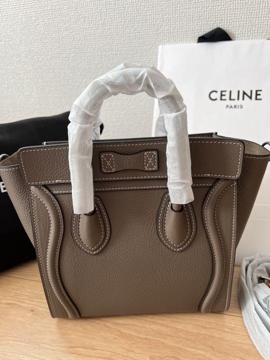 美品 2way ラゲージ ナノ ドラムドカーフスキン CELINE ラゲージ ナノ / ドラムドカーフスキン スリ