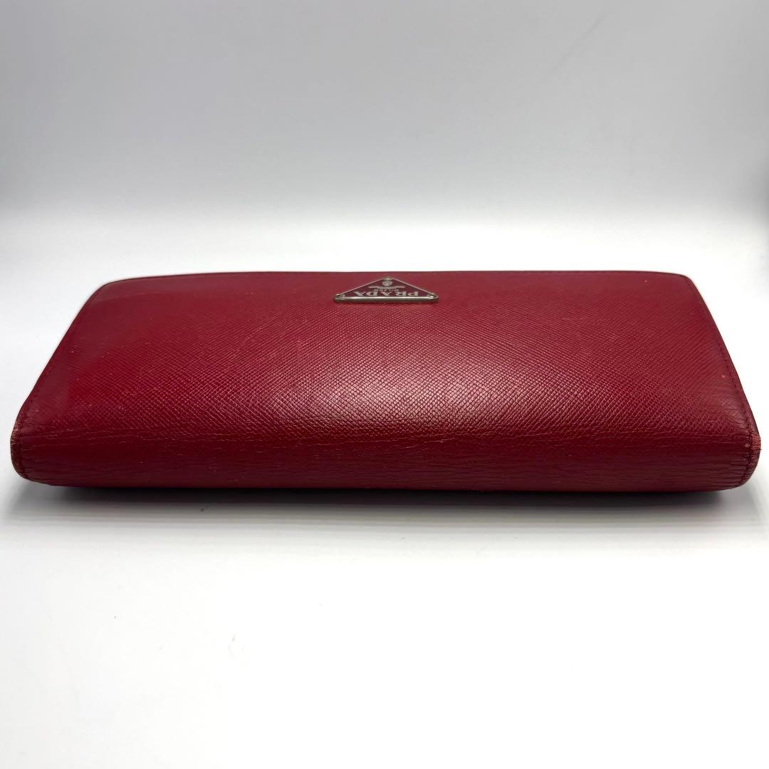 プラダ サフィアーノレザー 長財布 三角ロゴ レッド レディース - メルカリ