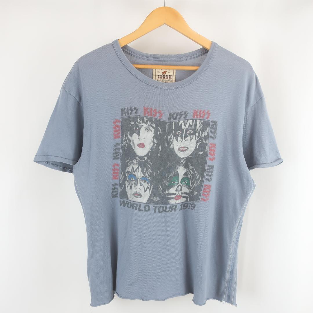 KISS ロゴ イラスト 英字 両面 プリント ステッチ フェード Tシャツ 3