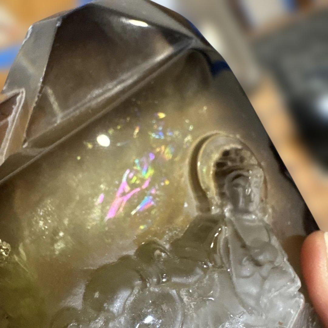 観音彫物 台座付傷や汚れあり