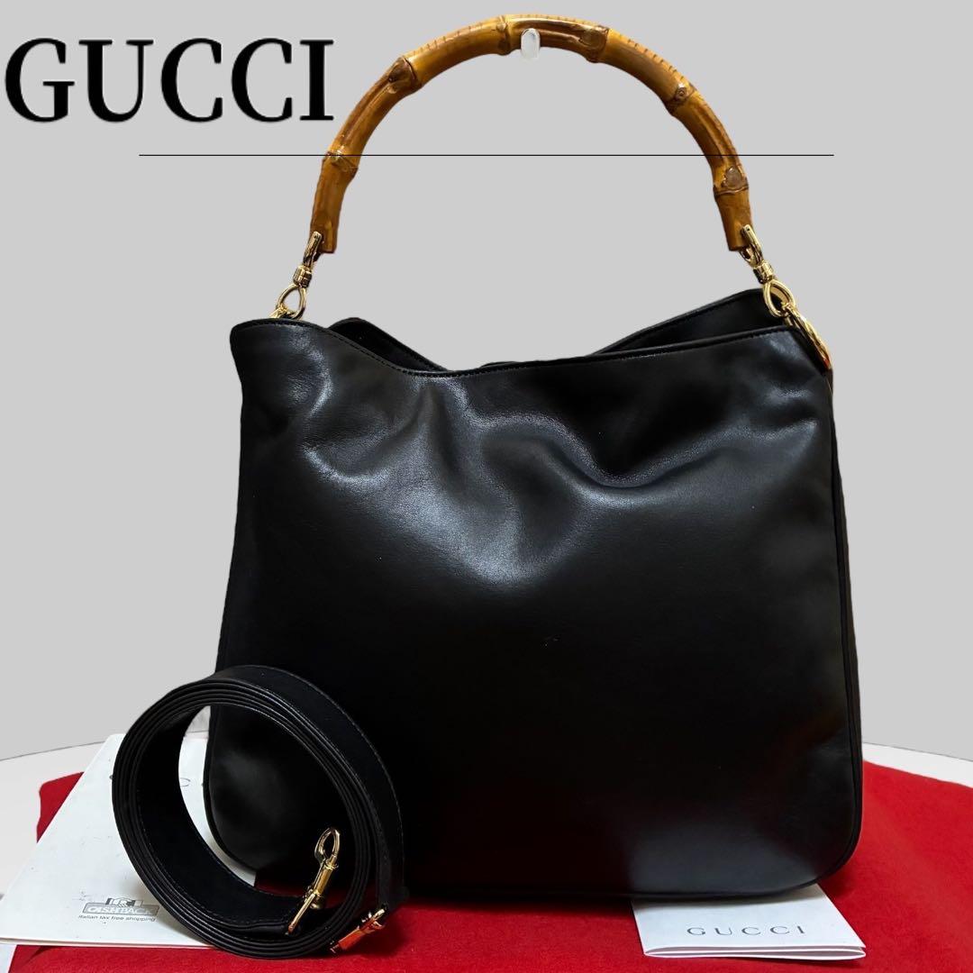 美品✨GUCCI グッチ バンブー 2way ハンドバッグ ショルダー レザー