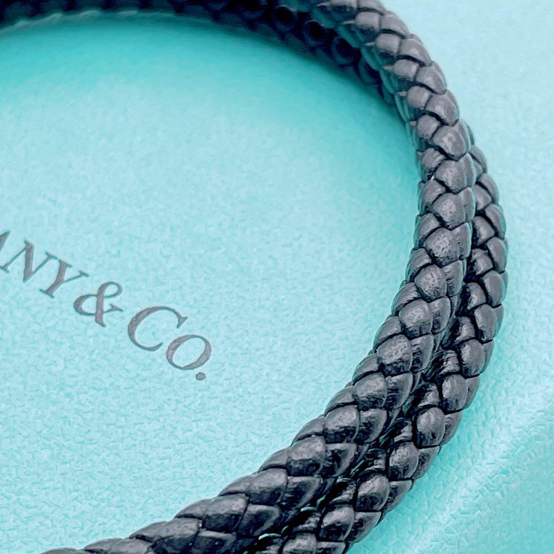 Tiffany & Co. レザー ダブルノット ネックレス ブレスレット 黒