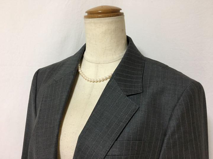 J611新品♪23区BAHARIYEウールストライプジャケット15号￥39600