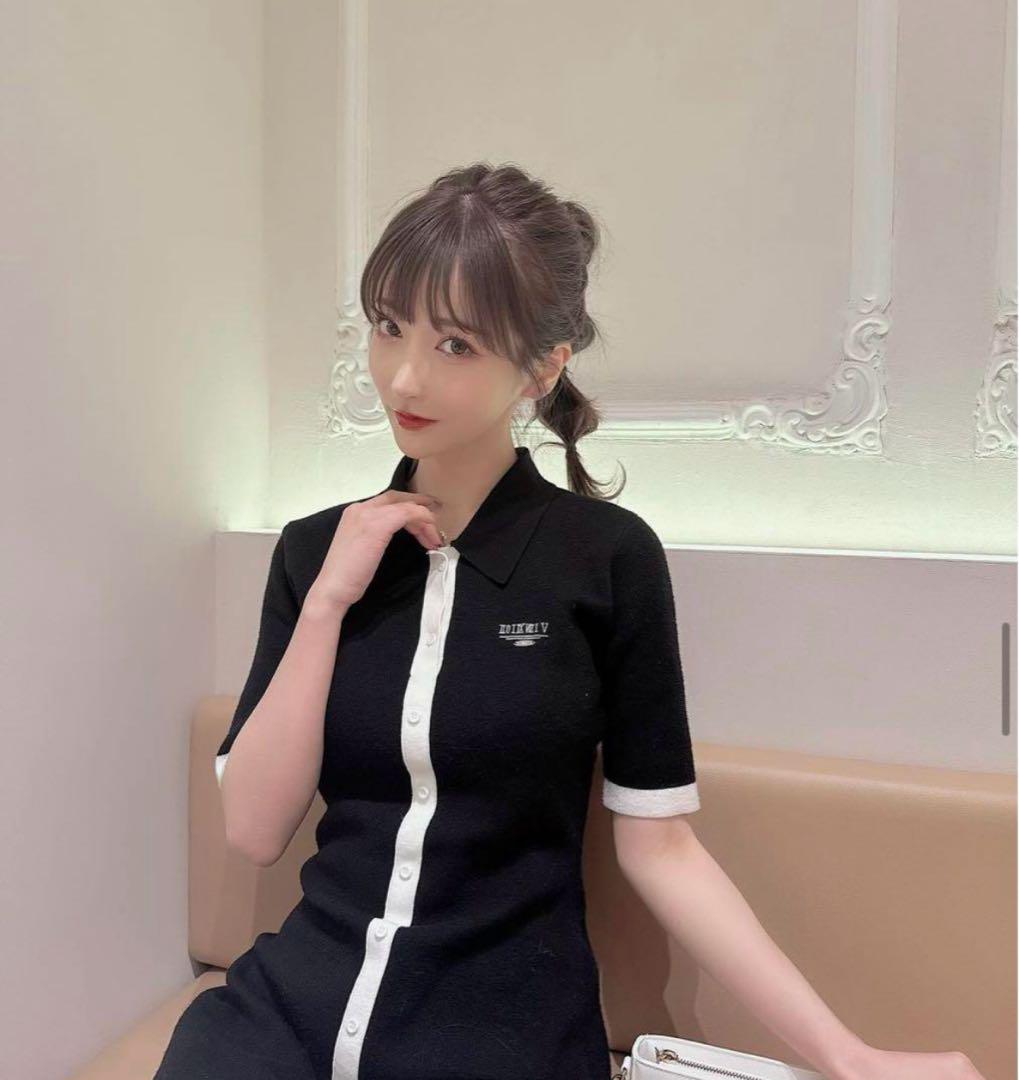 riu Bicolor knit dress ブラック