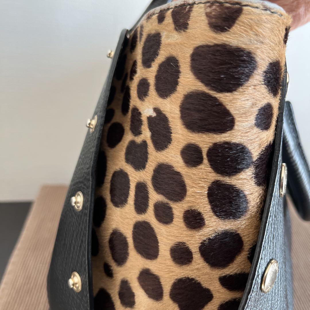 FURLA フルラ 2WAY トートバッグ ハンドバッグ ハラコ ヒョウ柄