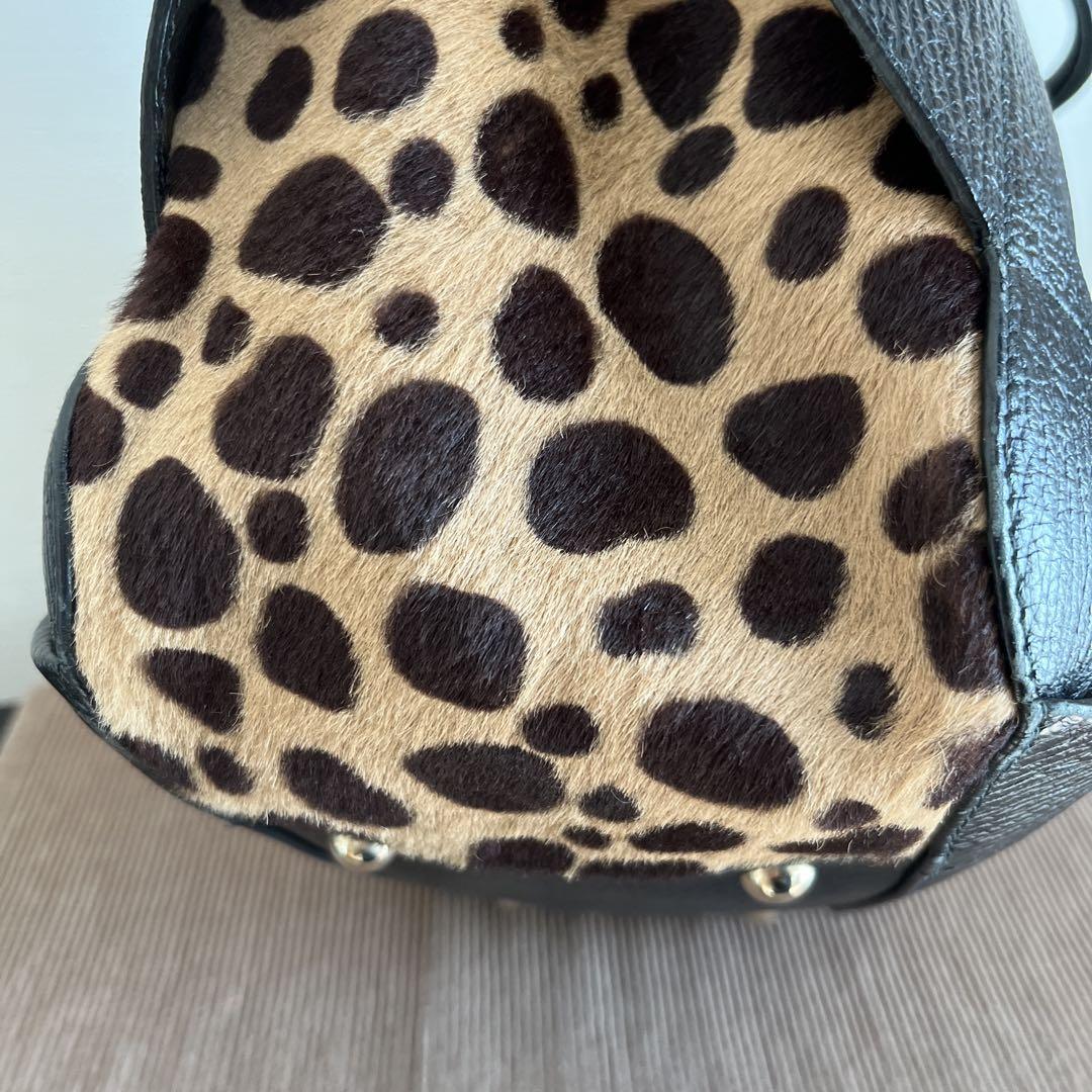 FURLA フルラ 2WAY トートバッグ ハンドバッグ ハラコ ヒョウ柄