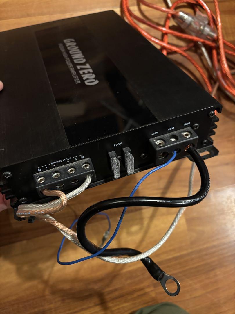 GROUND ZERO ウーファー ボックス型 黒・オレンジ　アンプセット